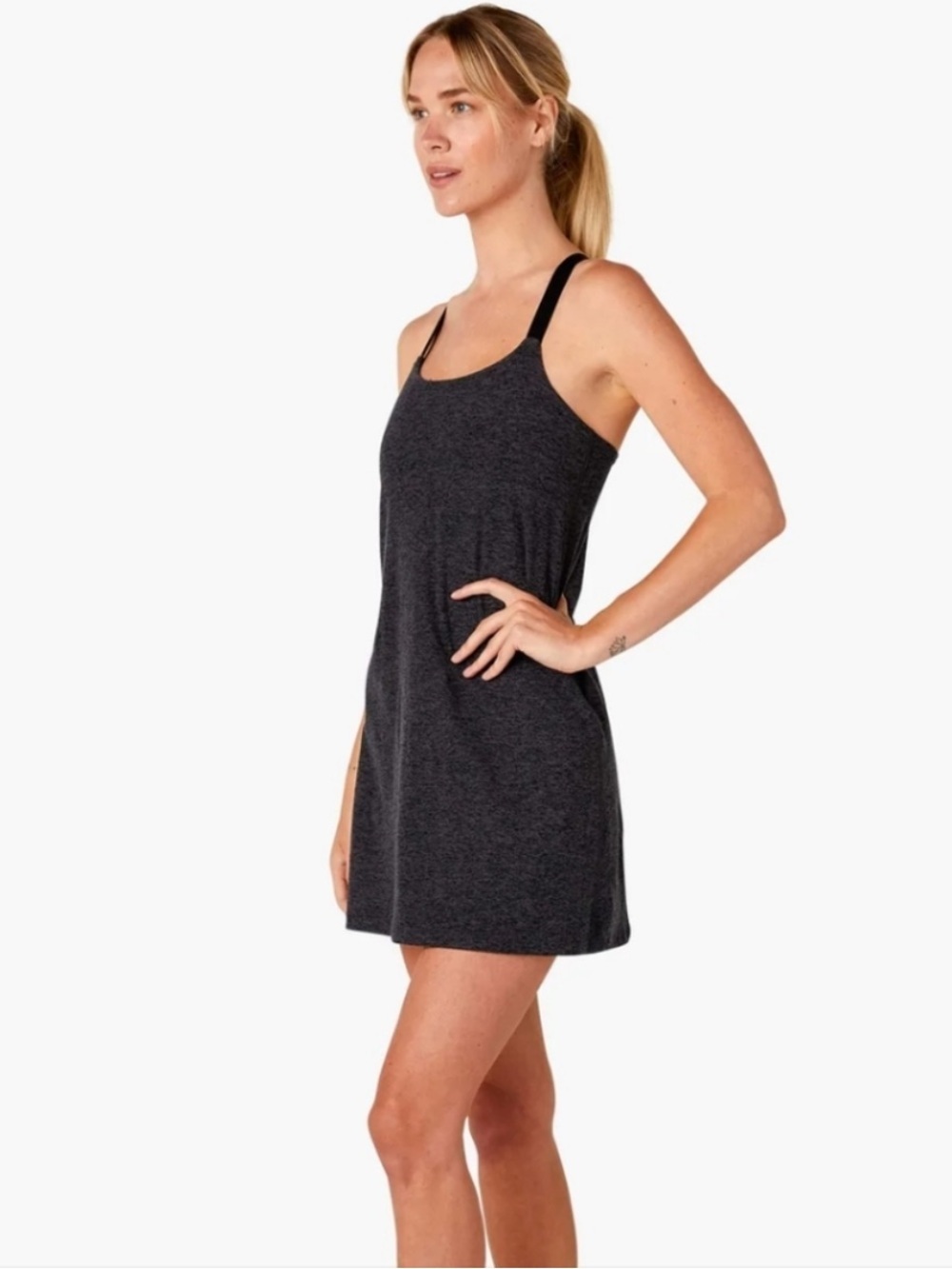 Beyond Yoga Move It Dress Black Charcoal Heather Casual Active Women’s Medium